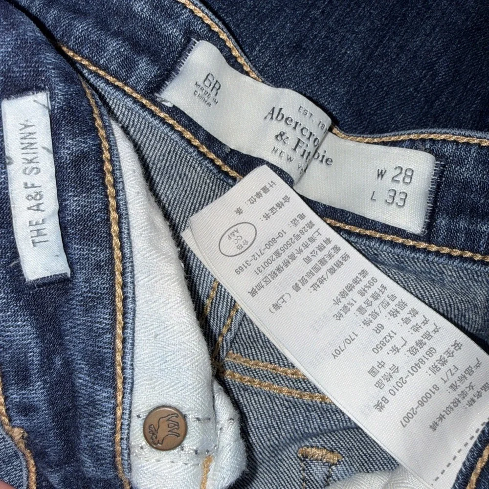 Abercrombie Distressed Y2K Preppy Blue The A & F Skinny Jeans Women Size 28 | 6R